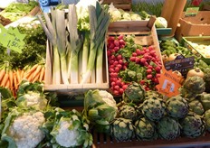 Artichokes, 2 euros each. Carrots 1.50 a bunch.