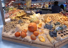 Pumpkins. You can buy them whole, or per piece. 2.50 a kilo.