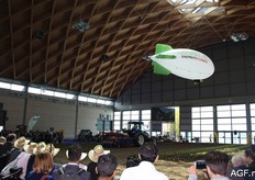 The Macfrut drone and the land that was planted in hall 7.