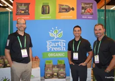 Derrick Rayner, Andrew George, and Rich Tiveron with EarthFresh proudly show organic potatoes. 