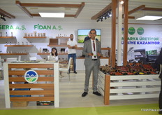 Selman Ozkan of Sakarya Buyuksehir proudly showing the tomatoes. They also deal in strawberries and export to Germany and Poland mostly.