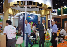 Neil Barker (far right) at BGP International was kept busy with meetings.