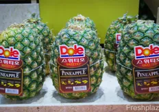 The Dole Sweetio Pineapple on display.