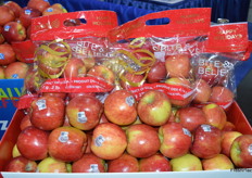 Envy apples with festive holiday packaging are featured in Oppy's booth.