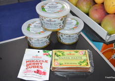 As usual, Melissa's has new products in the exotics segment on display. Jalapeno Relish is out in public for the first time. Miracle Berry Cubes take away your sour receptors. Take a cube, have a lemon or lime and it will taste like lemonade. Last but not least, guava paste has been introduced to complement cheese platters and charcuterie boards.