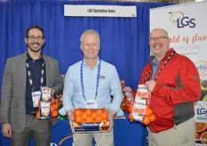 Lucio Rainelli, Peter Creager, and James Rasmussen with LGS Specialty Sales proudly show different citrus items from Morocco. The season started early November.