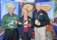 Chuck Fiorenzi, Jenni Sparks, and Paul Stumpfig with SunBelle are showing blueberries, raspberries and goldenberries.