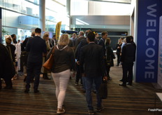 The crowds gather for the first tradeshow day.