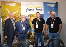 Investment in frost fans is increasing as the climate becomes more extreme, growers are investing to save crops. Rob Wheatley, David Waldon, Jason miller and Ian Mason at AU Frost Fans.