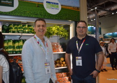 Jim Ertler and Luke Clarke from Premium Fresh were promoting their vegetables and onions, as well as new snack carrot.