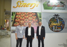 On the left is General Manager Kenan Aslan of Sinerji. In the middle is Saban Cetin, and on the right is CEO Berdan Ber. The heatwave caused fig volumes to be lower this year, they start with their pomegranate season next week and are hopeful about it.