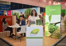 the Allfresh stand. Their focus is on the export of apples, cherimoyas and grapes. They also import produce from Italy, France, the Netherlands and Australia.