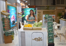Eman Fouad of Cairo3A. They export various fruits and vegetables from Egypt, and were showcasing their Qutoof brand.