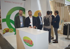 Vasilis Xekarfotakis and Kostas Maragkozis at the Nespar stand. They export kiwis and asparagus from Greece to European markets.
