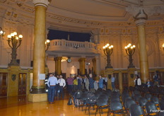 The delegates gather for coffee before the conference begins
