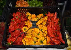 Scotch Bonnet spicy peppers from Mexico are a new item for Sweet Seasons.