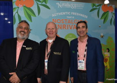 Aaron Levi, Michael D’Amato, and Chance Negri with Natalie’s. The company’s juices are popular with show attendees.
