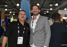 Darryl Bollack with Mariani Nut Company runs into Chris Gonzalez of WP Produce.