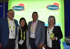 Jose Barragan, Valeria Villasenor, Gabriel Villasenor, and Maggie Bezart-Hall with La Bonanza Avocados. Maggie proudly shows guacamole that is heavily exported to Europe.