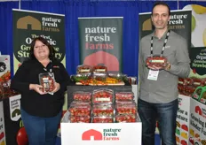 Pam Cherwak and Danny Dib with Nature Fresh Farms show Hiiros tomatoes and organic greenhouse grown strawberries.