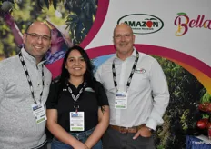 It’s all about mangos at Amazon Produce Network. From left to right Javier Leon, Aleyda Teodorovich, and Greg Golden.