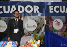Rolando Novoa of Pitanova Ecuador is in New York to show exotic produce.