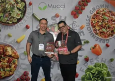 Ken Paglione and Mark Ricci with Mucci Farms show Cherto Tomatoes and Savorries. Savorries are a strawberry tomato. “They start sweet and have a savory finish.”