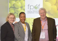 FPEF, from South Africa, promoting products from this country. Marletta Kellerman, Konanani B Liphadzi, of Fruit South Africa, and Mikhail Fateev, of Russia-RSA Business Council.