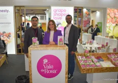 Rafael Gil, Susana Ferreira and Christopher Sandoval of Portuguese grape exporter Vale da Rosa. As the grapes were not in season, they were mostly showing off their packaging for the grapes during the event
