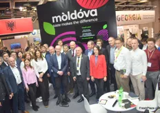 The Moldovan exhibitors after the press conference with the Ambassador of Moldova in Germany, Aureliu Ciocoi and the Deputy Prime Minister, Minister of Agriculture and Food Industry Vladimir Bolea.