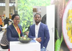Adeline Mukayirere (left), CEO of Davet in Rwanda. The company exports avocados, chilli and French beans. Adeline was particularly pleased with how the first day of the exhibition went.