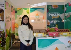Ant Farm export passionfruit, Durian and dragon fruit to Europe. Helly Nguyen was at the stand.