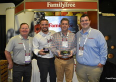 The team of Family Tree Farms proudly shows blackberries and jumbo blueberries. From left to right: Chad Snapp, Tyler Grandal, Doug Ensz, and Trent Jackson.