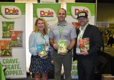 Team Dole is showing some new salad kits. From left to right Kimberly St. George, Jon Day, and Adam Heick.