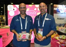 Ricardo Roggiero and Jose Roggiero of Freshway Produce proudly show different dragon fruit products.