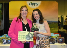Showing avocados in a 100% home compostable bag are Caitlin Gerstenberger and Sydney Schutkowski with Oppy.