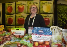 Cynthia Haskins with the New York Apple Association has many different New York grown apple varieties on display.