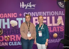 Sabrina Pokomandy and Kelly Hale with Highline Mushrooms are promoting clear packaging for mushrooms to encourage consumption.