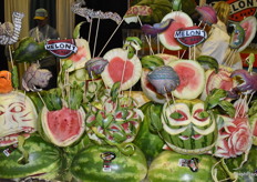 Creative melon artwork in the booth of Melon 1.