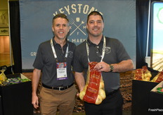 Matthew Gideon and Andrew Costa with Keystone Fruit Marketing are showing Mexican sweet onions.