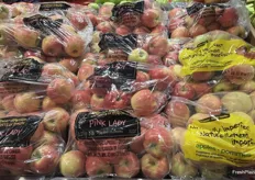 Bagged apples, including the company’s “Naturally Imperfect” value packs selling for $10.99/bag, were also available.