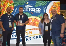The team of Del Fresco. From left to right: Anthony Charlito, Ray Mastronardi, Krystle Del-Ben and Jim Papaefthimiou. Ray shows Del Fresco’s latest product: a cherry tomato on the vine.