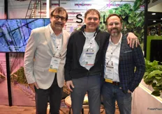 Customer-grower of Sollum Technologies Robert Thérien is flanked by Sollum’s Nick Occhionero and Kassim Tremblay.