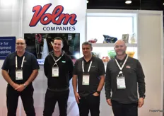 Peter van der Loo and Leighton Hill with Wyma Solutions are flanked by Mark Zachanowich and Andrew Philpott of Volm Companies. The companies have a strategic partnership, bringing Wyma’s packhouse equipment from New Zealand to North America.