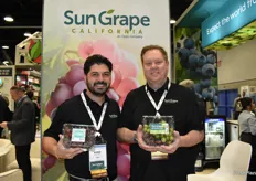 Rino Felicioni and Sammy Cacciatore proudly show grapes from Sun Grape California, an Oppy Company.