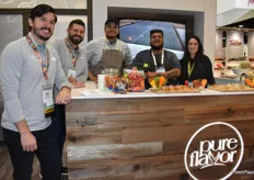 Lots of fresh vegetable snack options in the Pure Flavor booth. From left to right: Sal Figliomeni, Carmine Borrelli, Chef Rick, Chef Jaime, and Carolyn Bristowe.