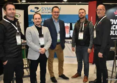 Three companies represented in one booth. From left to right: Olivier Couture and Steven Coderre with Emballage Coderre Packaging. In the middle is Harm Geurs with Symach and to the right are Tim Bos and Gerald Kerpel with JMC Packaging.