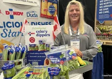 Susan Kavanagh with Duda Farm Fresh Foods, Inc.’s newest product, Celery Dippers.