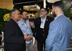 Lots of visitors at the booth of EXP. Group. From left to right: Ramon Ojeda (National Mango Board), Yobani Reyes (Aleva Trucking & Produce), Jose Villacis (EXP. Group) and Fraymil Rodriguez (EXP. Group).