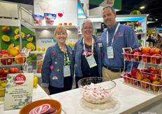 Jill Hughey and Brenda Briggs of Rice Fruit Co.’s with Andy Figart of Hess Brothers Fruit Co. 